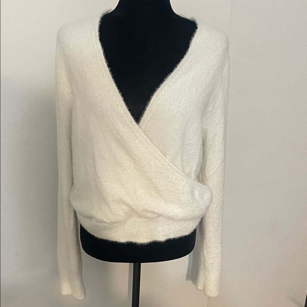 Banana Republic Elegant White Wrap Sweater